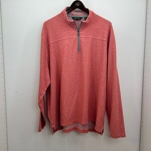 Orvis Pullover XXL Men Casual Quarter Zip Long Sleeve Pink Sweater